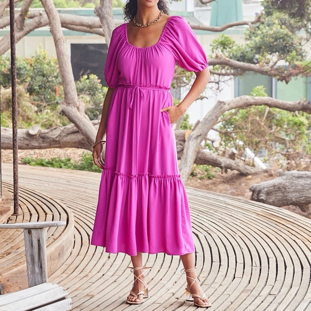 Karen Kane Puff Sleeve Dress in Berry Size M